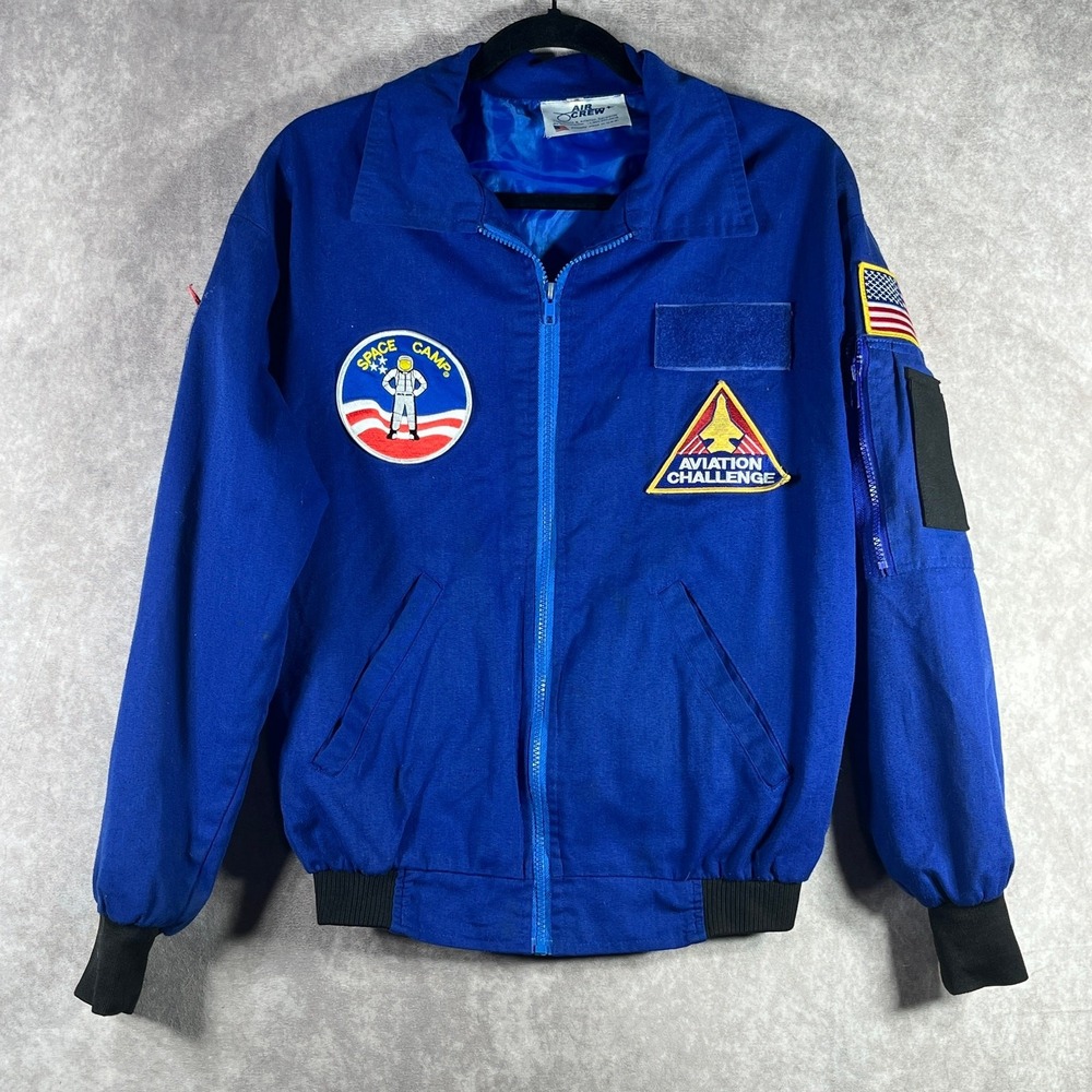 Vintage NASA Space Camp Aviation Challenge Jacket Men S‎ Blue Full Zip Air Crew